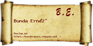 Bunda Ernő névjegykártya